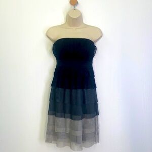 American Rag - Strapless Ruffled Layered  Black And Gray Dress Size Small